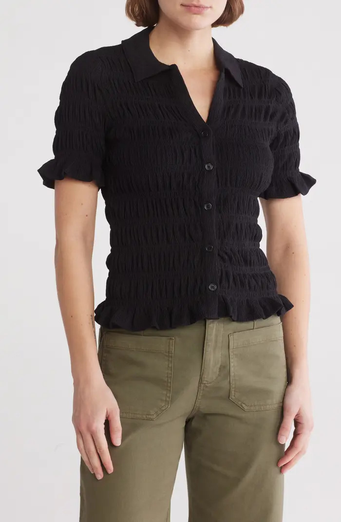 Sanctuary Smocked Short Sleeve Button-Up Shirt | Nordstromrack | Nordstrom Rack
