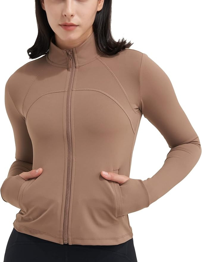altiland Zip Up Workout Jackets for Women, Cropped Running Athletic Yoga Fitted Track Jacket | Amazon (US)