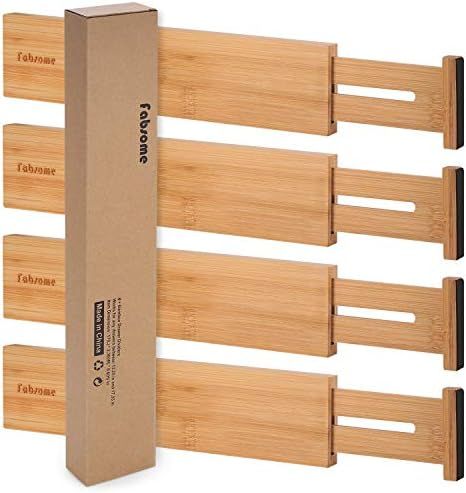 Drawer Dividers Pack of 4, Adjustable Bamboo Clothing Drawer Organizers Spring-loaded, Durable Ex... | Amazon (US)