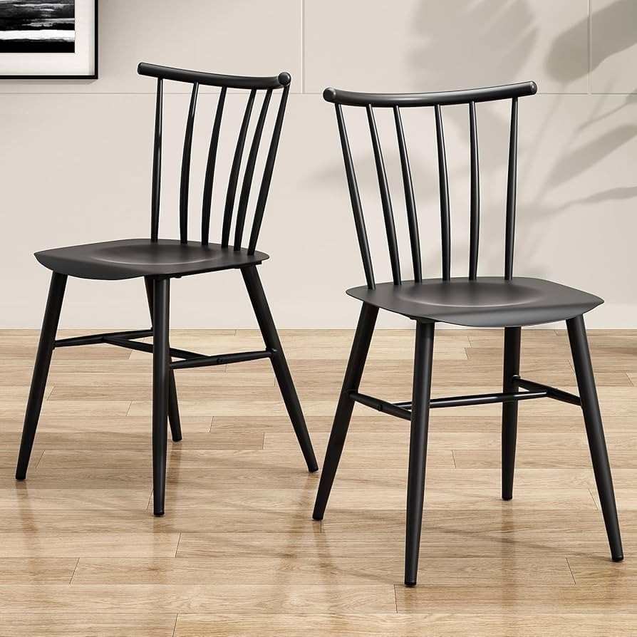 Soohow Set of 2, Modern Kitchen Room Windsor Metal Legs, Armless Dining Chair with Comfortable Se... | Amazon (US)