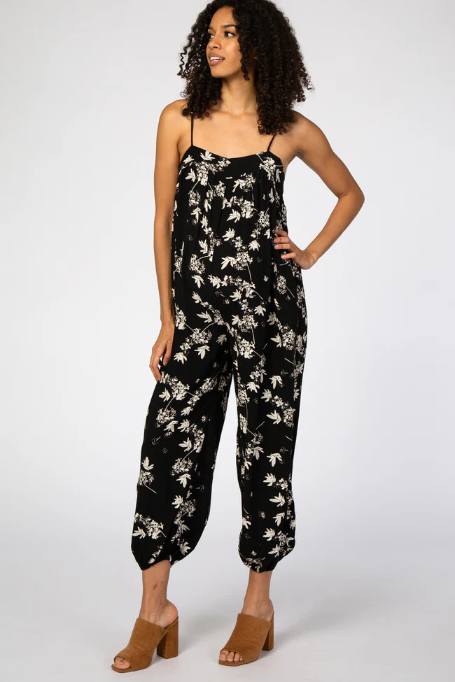 Black Floral Maternity Jumpsuit | PinkBlush Maternity