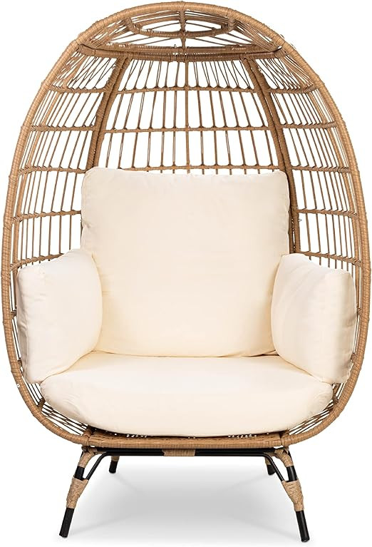 Best Choice Products Wicker Egg Chair, Oversized Indoor Outdoor Lounger for Patio, Backyard, Livi... | Amazon (US)