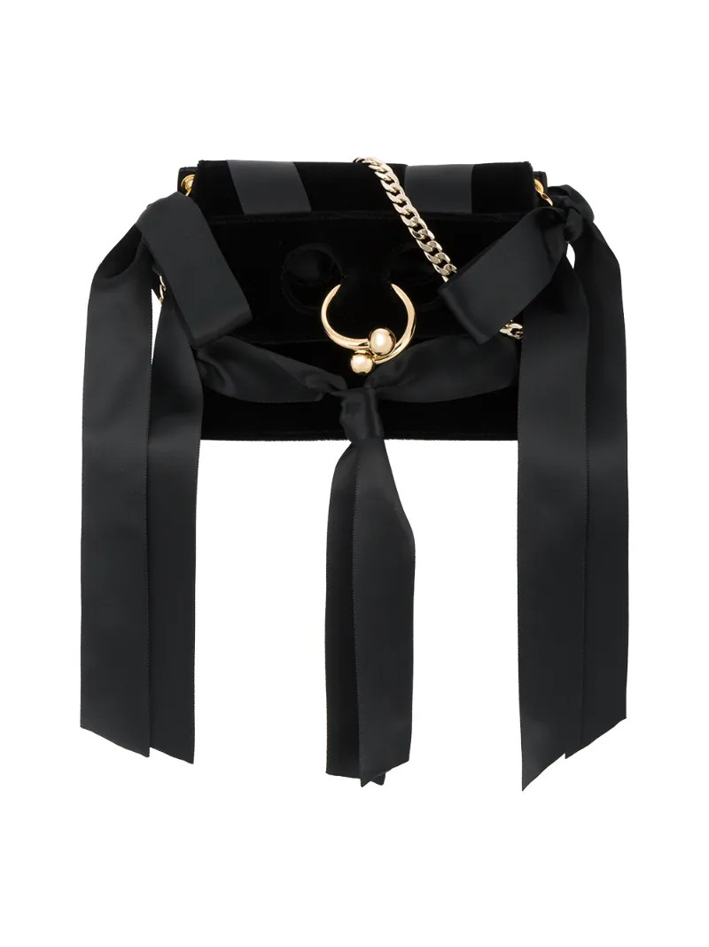 J.W.Anderson - mini Pierce bow embellished bag - women - Silk/Leather/Metal (Other)/Velvet - One Size, Black, Silk/Leather/Metal (Other)/Velvet | FarFetch US