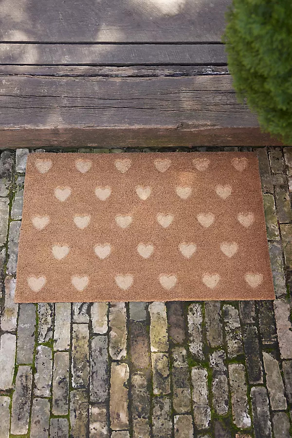 Embossed Hearts Coir Doormat | Anthropologie (US)