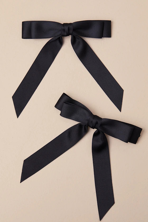 Cute Reputation Black Bow Hair Clip Set | Lulus