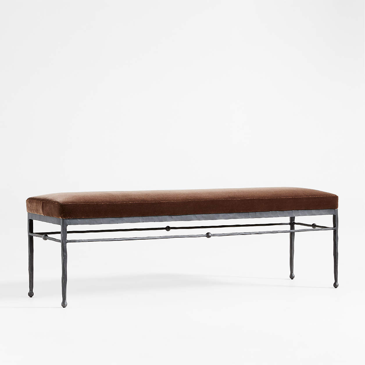 Rodin 60.75" Brown Velvet Bench by Athena Calderone + Reviews | Crate & Barrel | Crate & Barrel