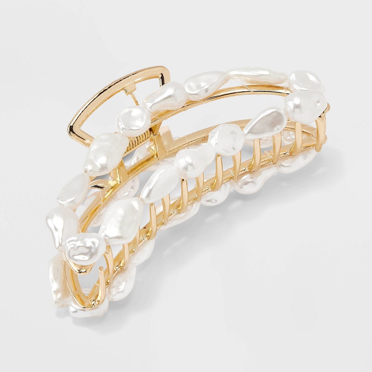 Metal with Pearl Claw Hair Clip - A New Day™ White | Target