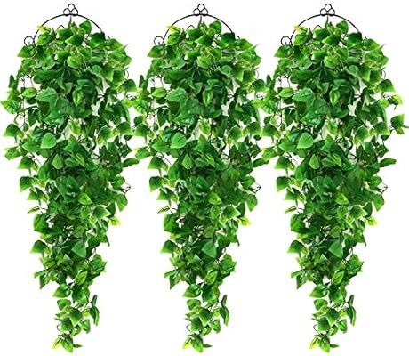 AGEOMET 3pcs Artificial Hanging Plants 3.6ft Fake Ivy Vine, Fake Hanging Plants Vine Plants Kitch... | Amazon (US)
