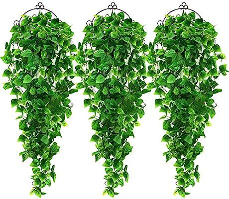 AGEOMET 3pcs Artificial Hanging Plants 3.6ft Fake Ivy Vine, Fake Hanging Plants Vine Plants Kitch... | Amazon (US)
