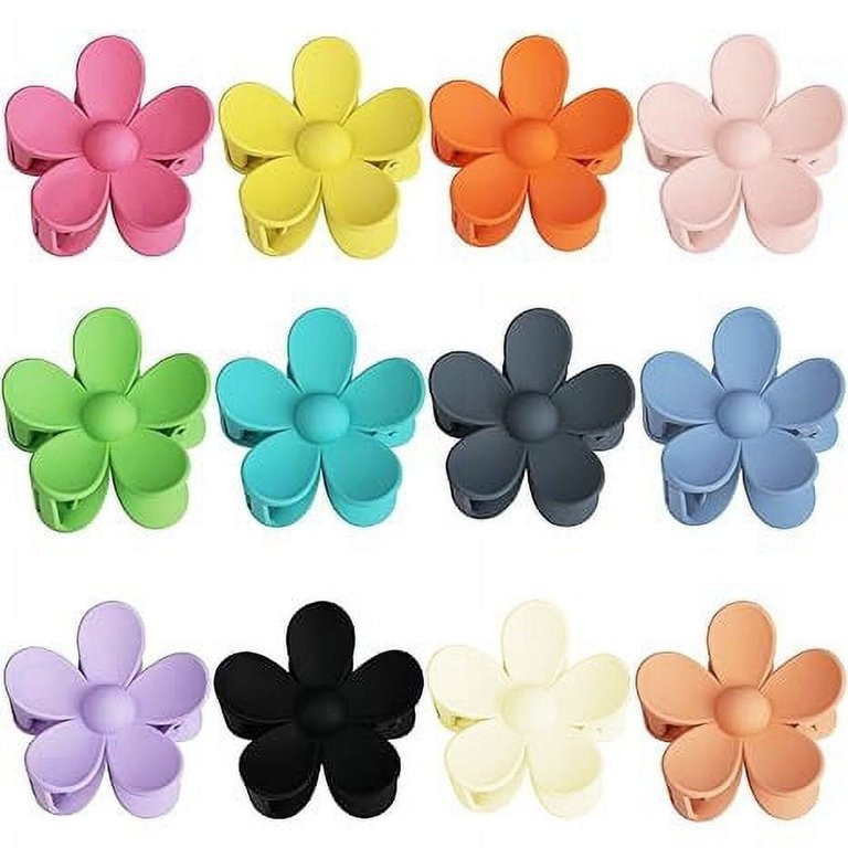 ZHUYING 12 Pieces Flower Claw Clips Large Jaw Clips for Women Girls Thick Hair 12 Colors Matte Bi... | Walmart (US)