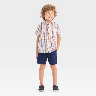 Toddler Boys' 4th Of July Short Sleeve Stars and Striped Button Up and Shorts Set - Cat & Jack™ 12M | Target