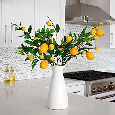 Rinlong Artificial Lemon Branches for Kitchen Party Decoration Yellow Fake Lemon Decor Farmhouse Sty | Amazon (US)