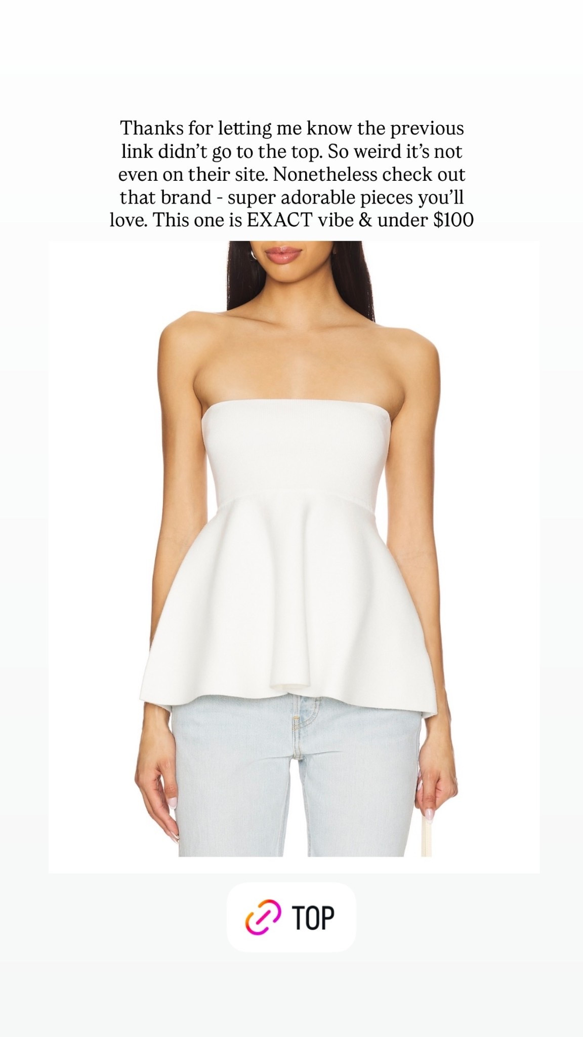 Thanks for letting me know the previous link didn’t go to the top. So weird it’s not even on their site. Nonetheless check out that brand - super adorable pieces you’ll love. This one is EXACT vibe & under $100