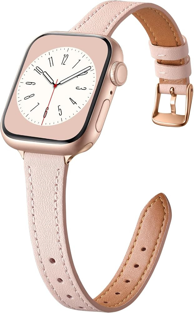 Slim Leather Band Compatible with Apple Watch Bands for Women 40mm 38mm 41mm 42mm 44mm 45mm 46mm,... | Amazon (US)