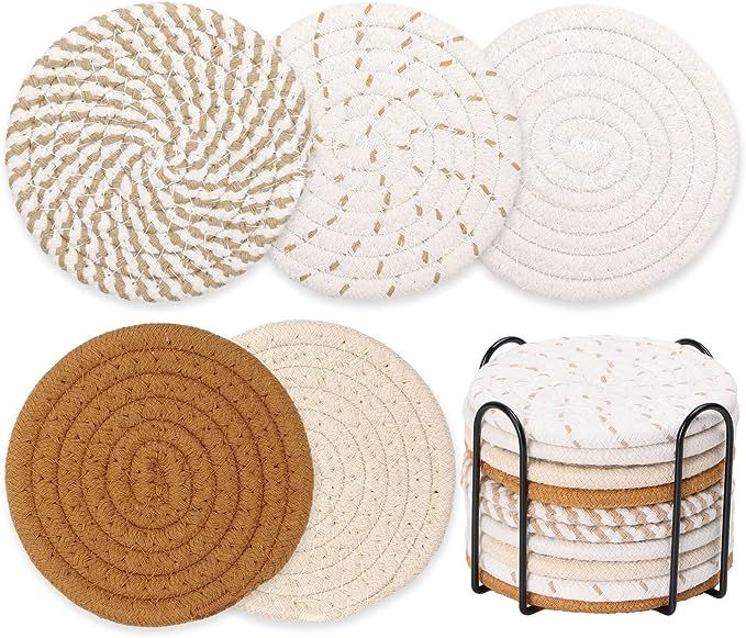 10 Pieces Boho Coasters for Drinks, Absorbent Drink Coasters with Holder, Cute Coaster Set for Bo... | Amazon (US)