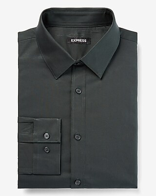 Slim Solid Stretch Cotton 1MX Dress Shirt | Express