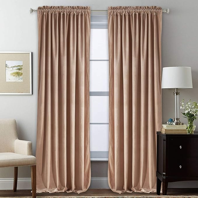 Nursery Sunlight Blush Velvet Curtains - Elegant Interior Decoration Large Window Blackout Velvet... | Amazon (US)