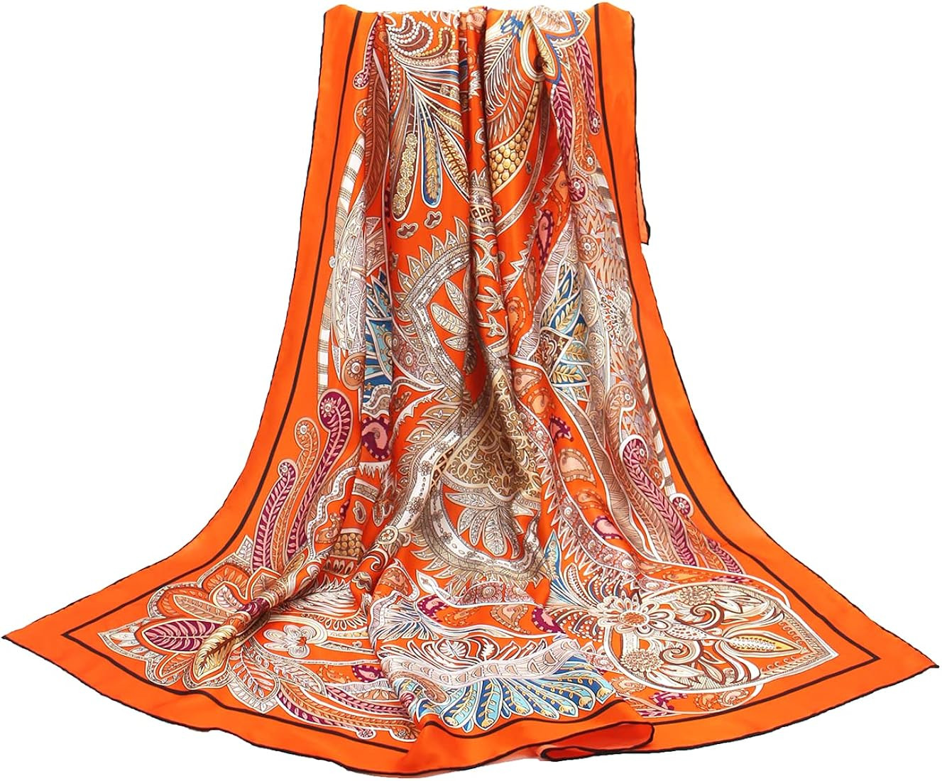 ANDANTINO 100% Silk Scarf 43" Large Square Lightweight Headscarf& Shawl–Women Hair Wraps-With G... | Amazon (US)