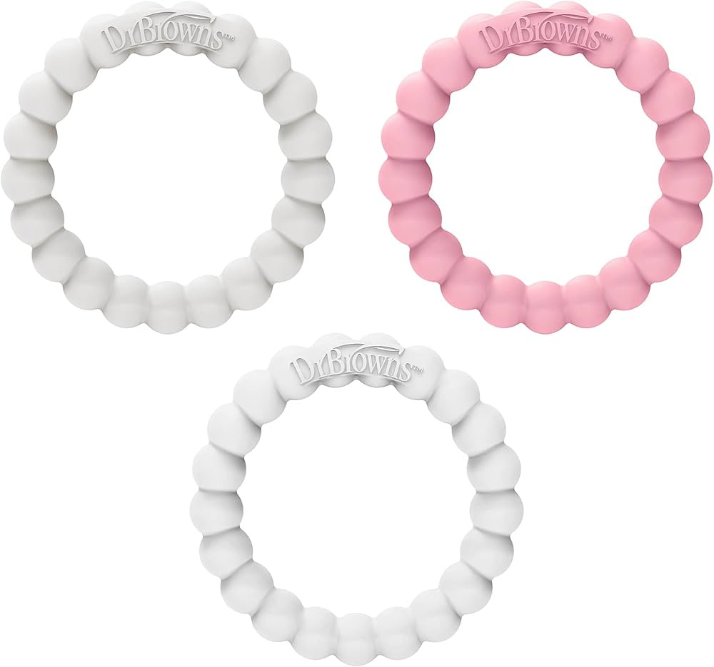 Dr. Brown's Flexees Beaded Teether Rings, 100% Silicone, Soft & Easy to Hold, Encourages Self-Soo... | Amazon (US)