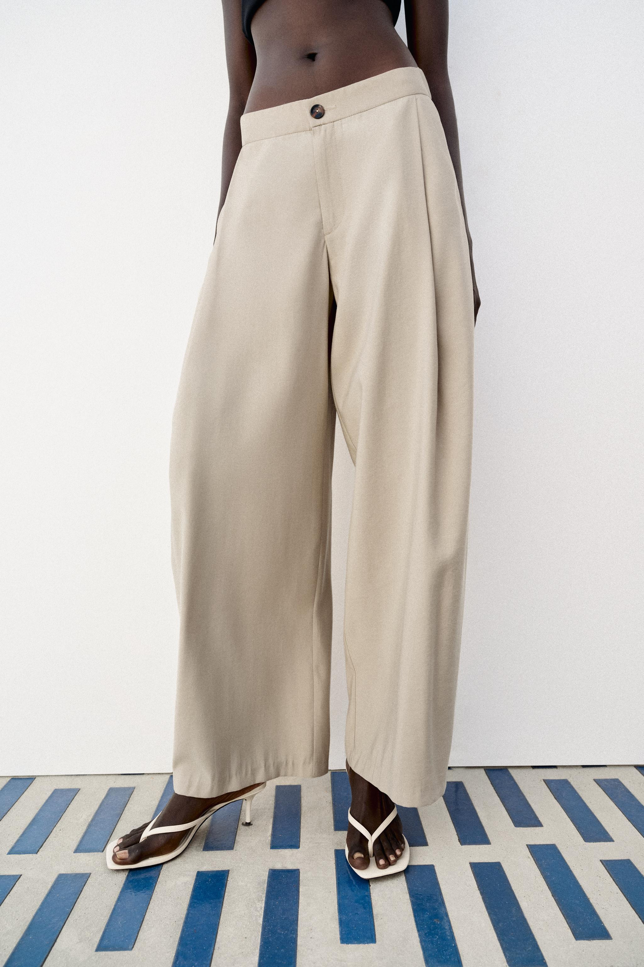 FLOWING BARREL-LEG TROUSERS | Zara US