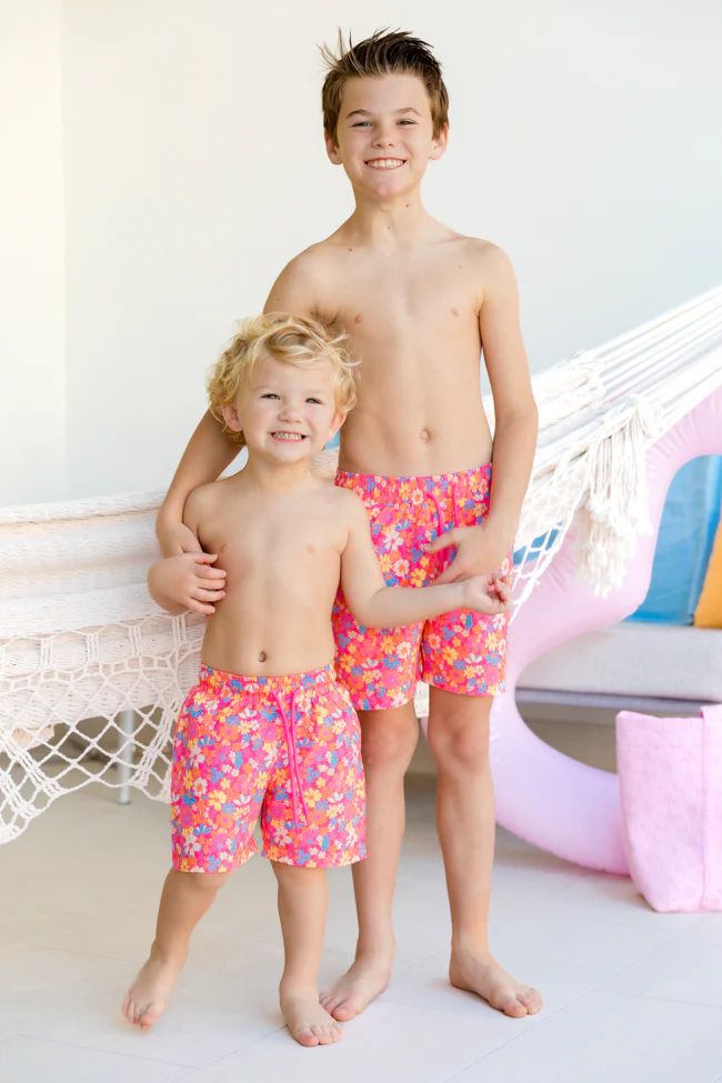 Boy's The Horton Floral Swim Trunks Krista Horton X Pink Lily | Pink Lily