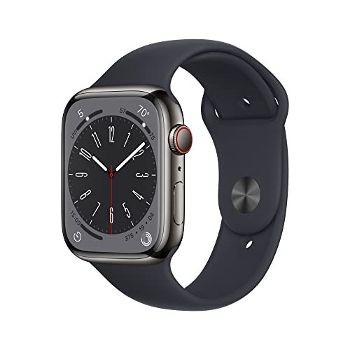 Apple Watch Series 8 (GPS + Cellular, 45MM) Graphite Stainless Steel Case with Midnight Sport Band, M/L (Renewed Premium) | Amazon (US)