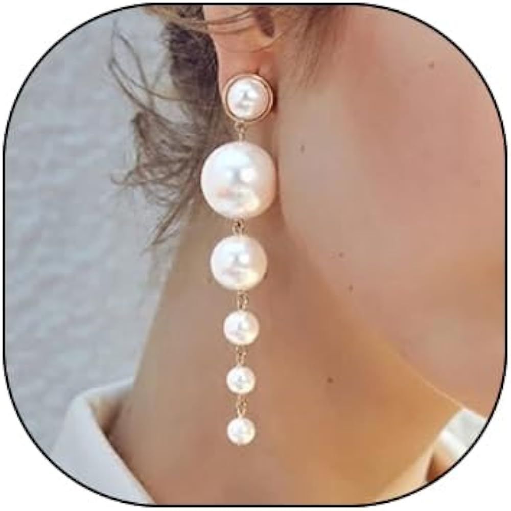 Girlssory Boho Gold Long Tassel Earrings Fringe Dangle Earrings Pearls Earrings Thin Earrings Han... | Amazon (US)