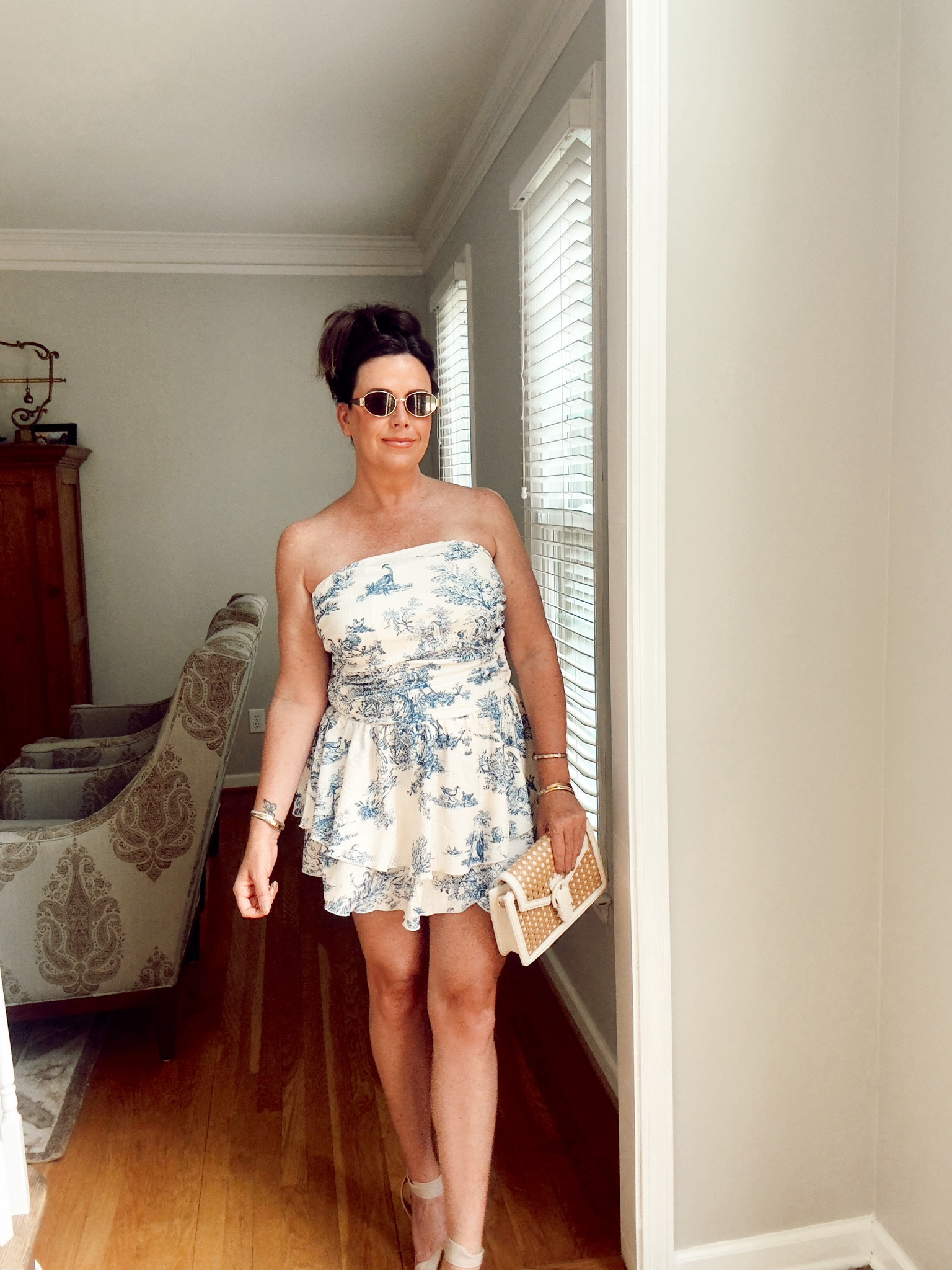 toile de jouy shirred ruched mini dress cidergang style inspo with @b1gbimbo    Toile de Jouy Shirred Ruched  Mini Dress Curve & Plus   #shopcider #cidercurve #cidergang @shopcider  @cidercurve 