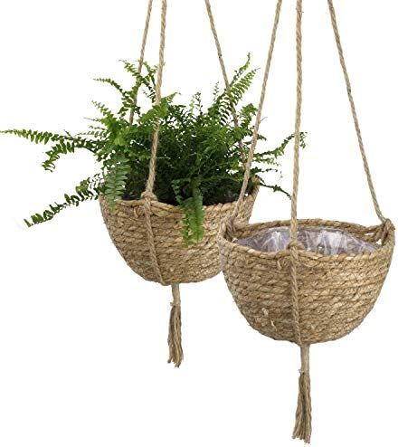 Natural Seagrass Hanging Planter Basket Set,Indoor Plant Pots, Boho Decor Plant Pot Cover, 9 (D) 5.5 | Amazon (US)