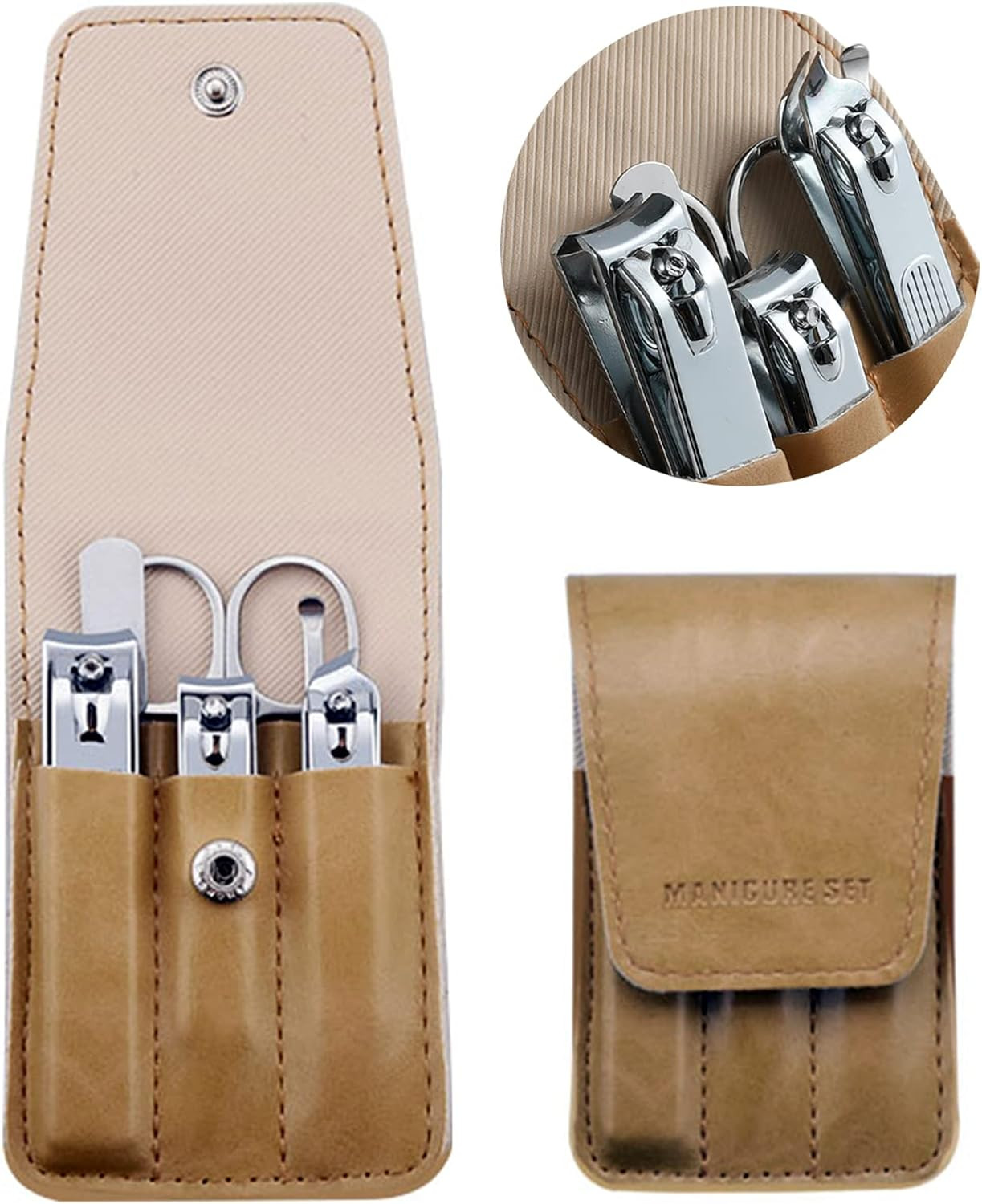 Nail Clipper Set, 6 Pcs Toenail Clippers, Stainless Steel Fingernail Clipper, and PU Leather Mani... | Amazon (US)