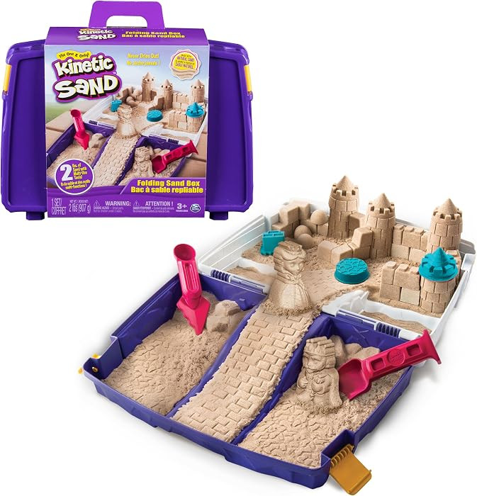 Kinetic Sand, Folding Sand Box with 2lbs Play Sand, 7 Molds & Tools, Sensory Toys for Kids Ages 3... | Amazon (US)