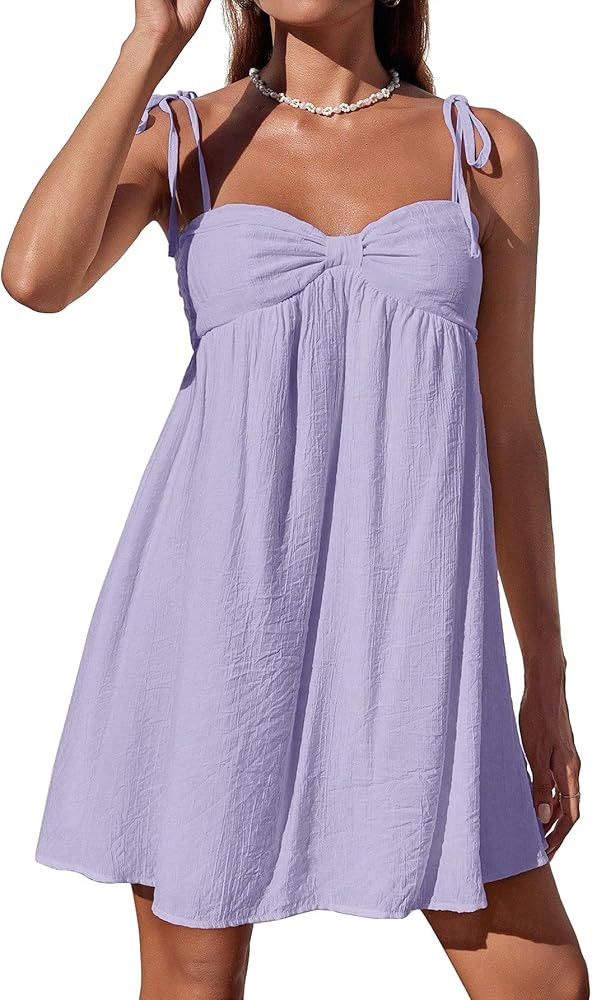 Narecte Casual Summer Dresses for Women Flowy Sun Dress Cute Mini Slip Dress Spaghetti Strap Dres... | Amazon (US)