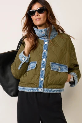 BLANKNYC Women's Ice Cold Jacket, Size XL, Lightindigojuniper Green | Evereve