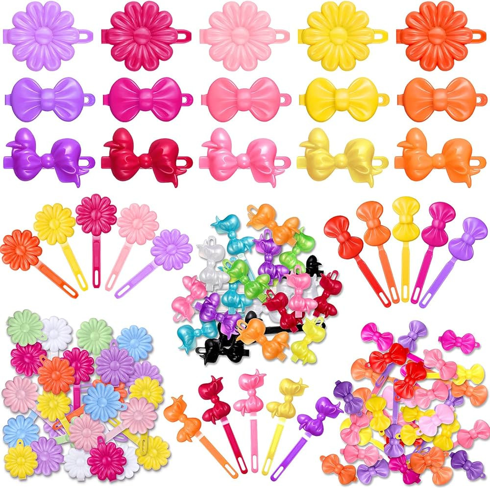 Janinka 72 Pieces Self-Hinge Plastic Hair Clips: 80s 90s Cartoon Colorful Cute Barrettes and Pins... | Amazon (US)