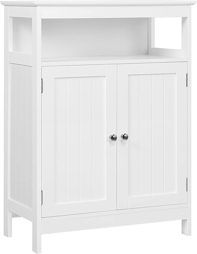 Yaheetech Bathroom Floor Storage Cabinet, Wooden Free Standing Storage Organizer with 2 Doors & A... | Amazon (US)