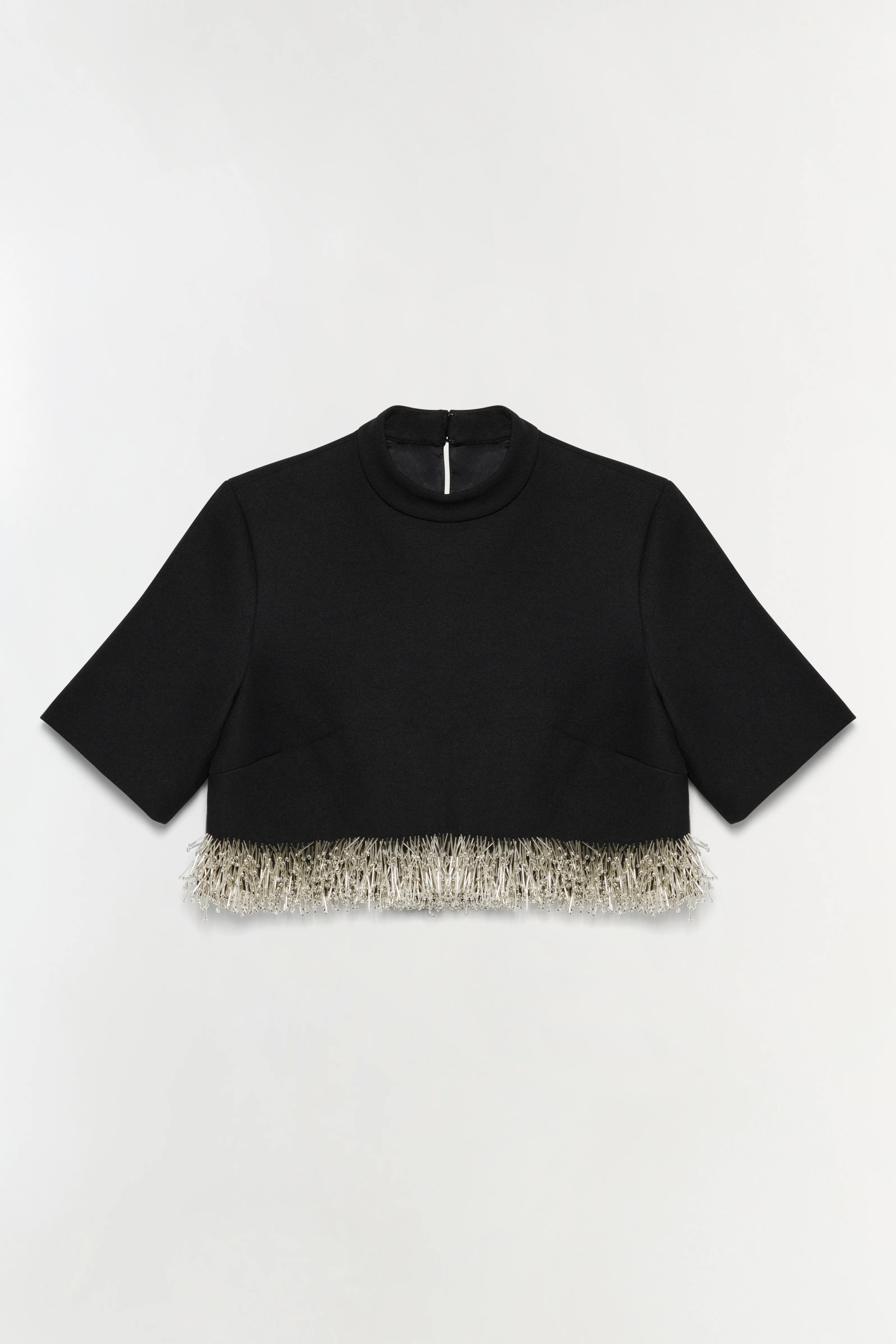 SIMKHAI Women's Short Sleeve Jalen Embellished Cropped Top in Black, Size 00 | Simkhai