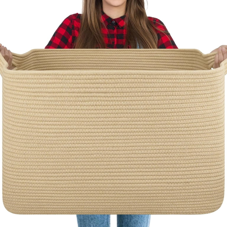 118L Extra Large Blanket Basket, 24.8"x17.7"x16.2" Woven Rope Baskets for Storage, Nursery Blanke... | Walmart (US)