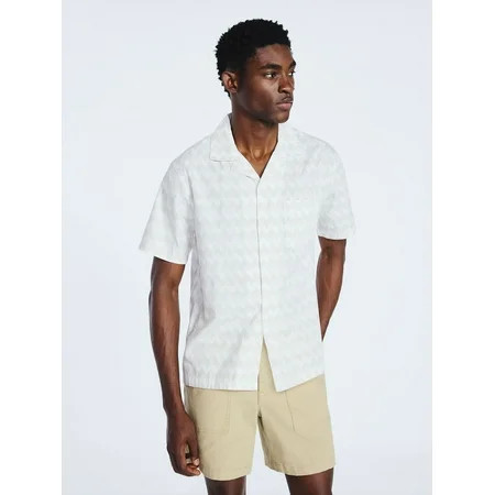 Free Assembly Men's Cotton Poplin Camp Shirt with Short Sleeves, Sizes S-3XL | Walmart (US)
