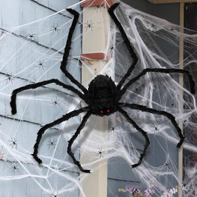 3 otters Giant Halloween Spider Decorations, 49inch Halloween Spider for Halloween Outside Decora... | Amazon (US)