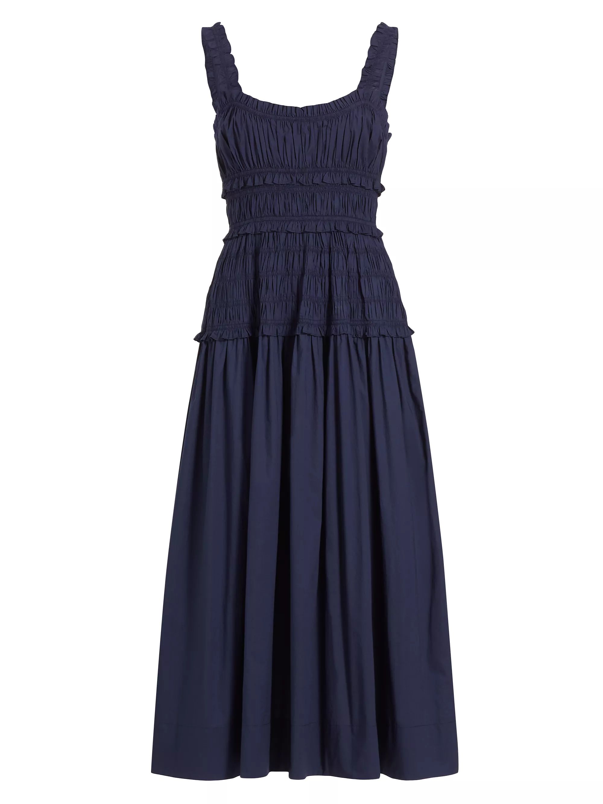 Shop D Ô E N Marianne Cotton Shirred Maxi Dress | Saks Fifth Avenue | Saks Fifth Avenue