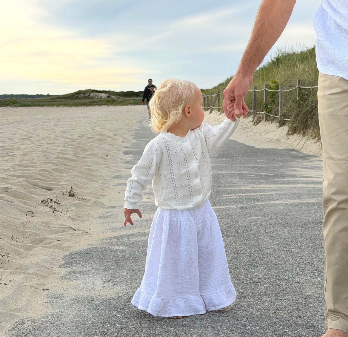 Absolutely — here’s an SEO-friendly caption that still feels natural and not keyword-stuffed:

The sweetest little Cape Cod fall outfit 🤍

An all-white beach look for a 12–18 month old baby girl — cozy, neutral, and perfect for those early fall beach days on Cape Cod. Think soft knits, creamy whites, bare feet in the sand, and that effortless coastal New England feel.

Perfect inspiration for a baby girl fall outfit, Cape Cod family photos, beach family photo outfits, neutral toddler style, coastal baby clothes, or an all-white family photo look.

#LTKootd #LTKmomlife #LTKKids