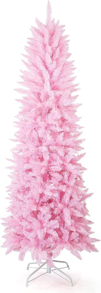 Artificial Christmas Trees Collapsible Pink Pencil Tree with 550 Tips Metal Stand, Suitable for H... | Amazon (US)