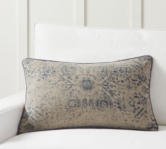 Harley Printed Velvet Lumbar Pillow Cover | Pottery Barn (US)