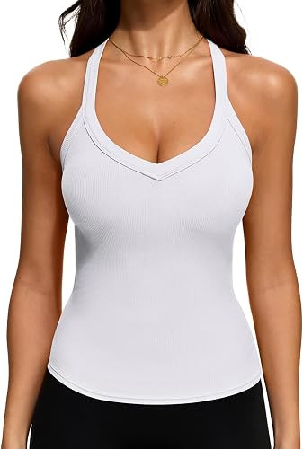 REORIA Women's V Neck Racerback Tank Top | Amazon (US)