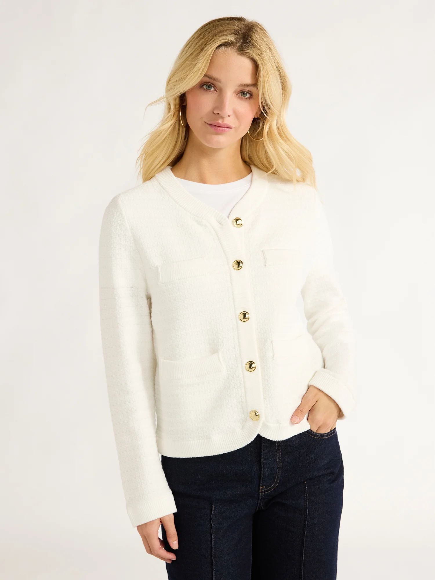 Free Assembly Women’s Welt Pocket Cardigan, Lightweight, Sizes XS-XXL - Walmart.com | Walmart (US)