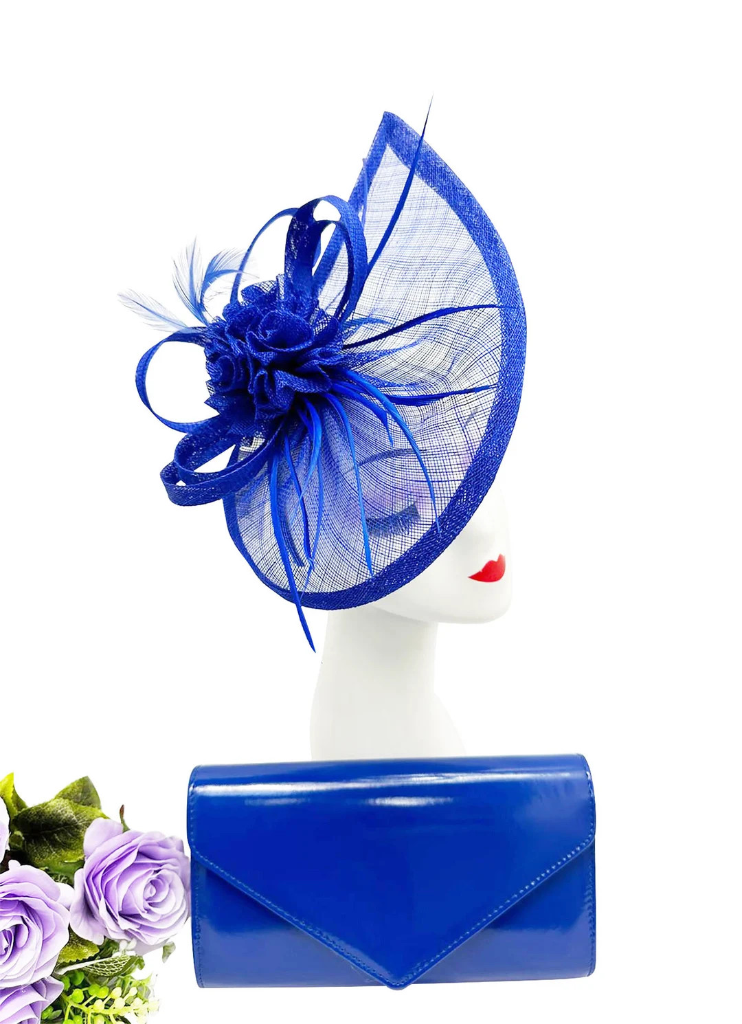New Royal Blue Fascinator Hat and Royal Blue Evening Clutch Bag Set - Weddings Races Ascot Derby ... | Etsy (US)