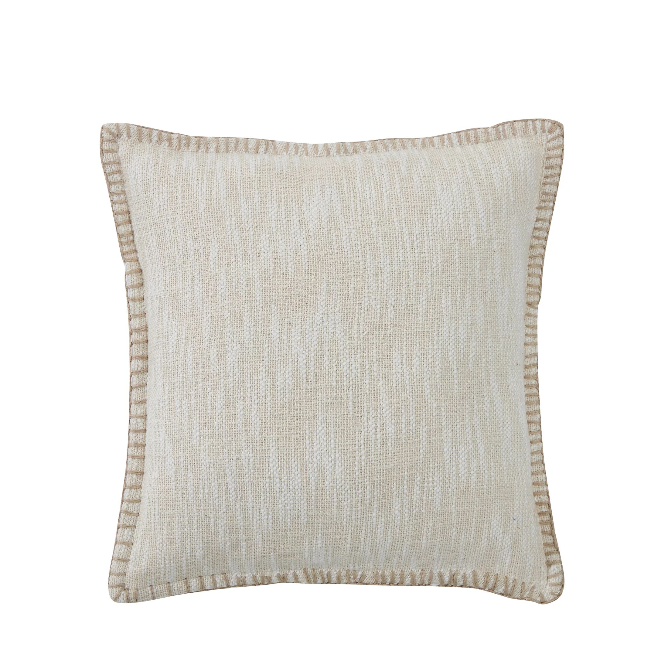 My Texas House Weston Woven Cotton Slub Square Decorative Pillow Cover, 20" x 20", Beige - Walmar... | Walmart (US)