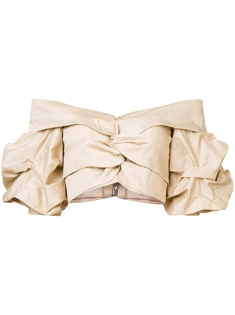 Johanna Ortiz - Mestizo off shoulder top - women - Cotton/Spandex/Elastane - 4, Nude/Neutrals, Cotton/Spandex/Elastane | FarFetch US