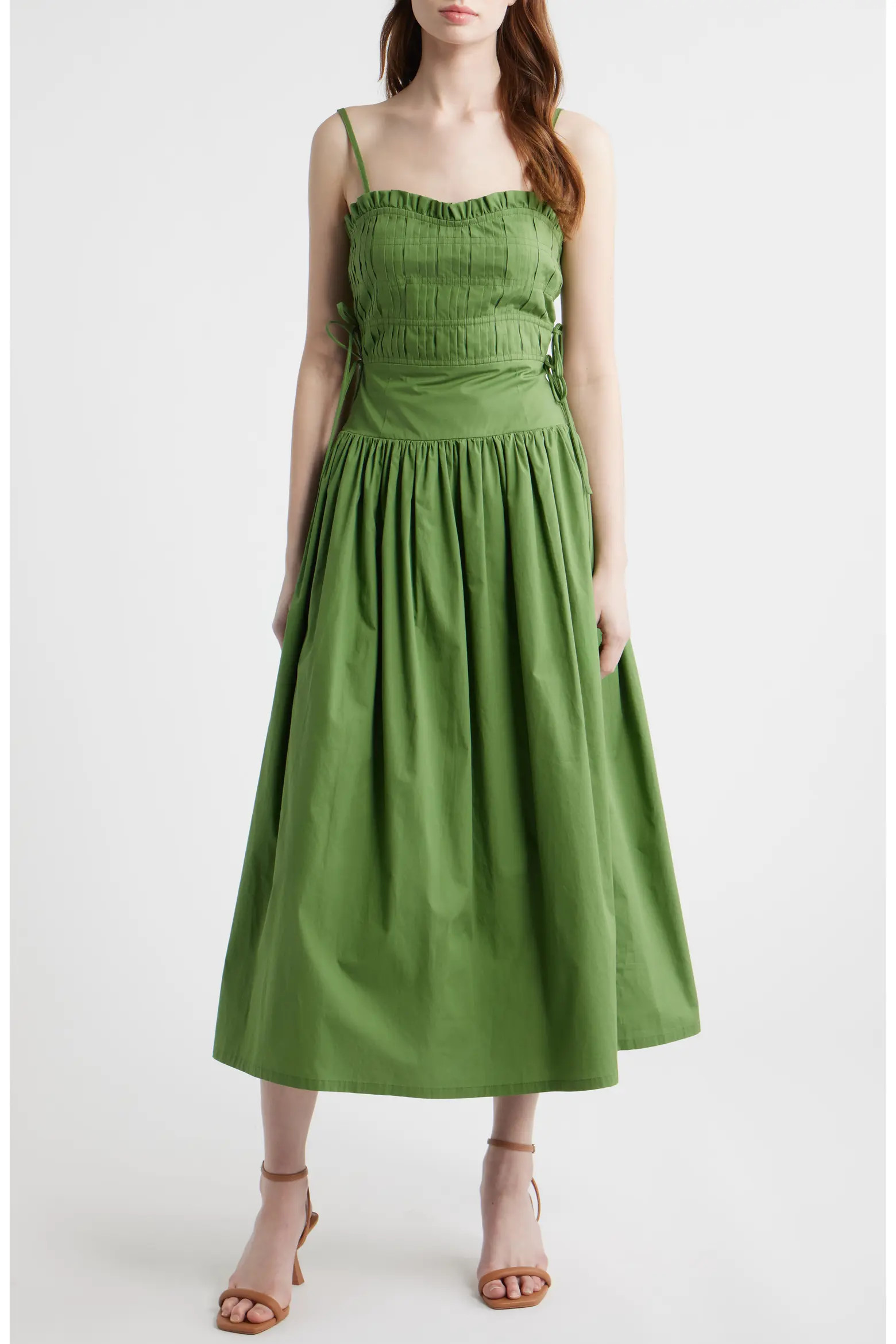 MOON RIVER Pleated A-Line Midi Dress (Women) | Nordstrom | Nordstrom