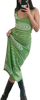 NUFIWI Women Sexy Tie Dye Mini Dress Rib Knitted Sleeveless Bodycon Short Dress Summer Y2K Street... | Amazon (US)